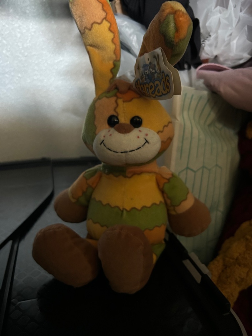 Patchwork Bunny Plush Toy - Yellow & Green -